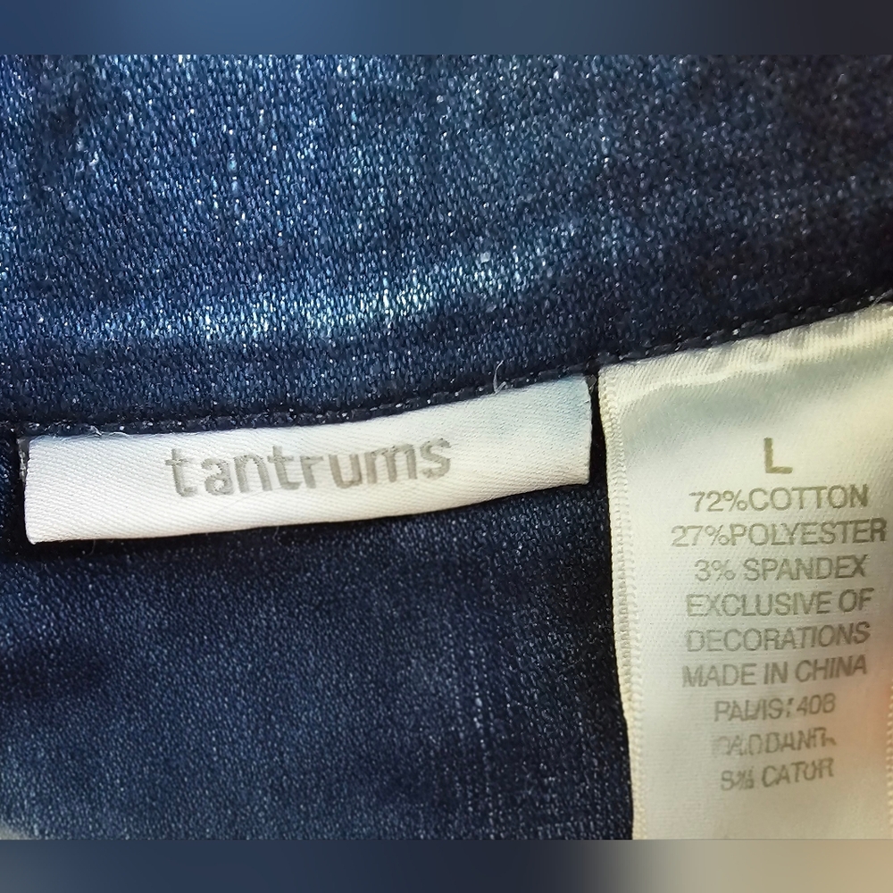 Tantrums Embroidered Denim Jacket | Zip Front | Size L | Statement Piece - Picture 2 of 3